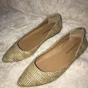 Lucky Brand, straw/ tan flats